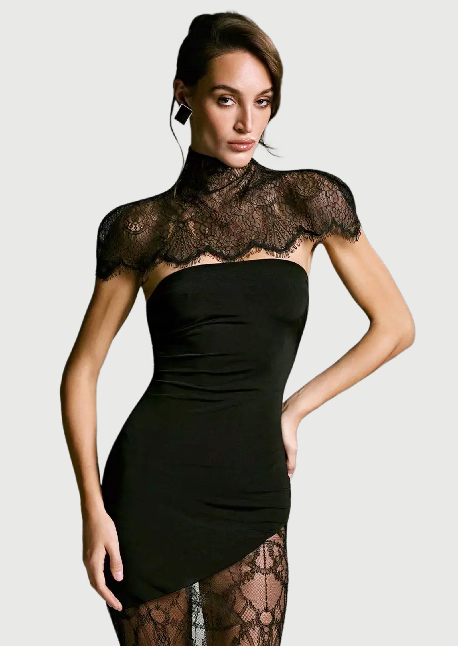 Conjunto de Vestido Maxi Sin Mangas con Encaje